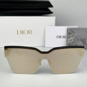 Dior Men Sunglasses Black Gold Smoke Mirrored Shield DIORCLUB M4U 55A5 BRAND NEW